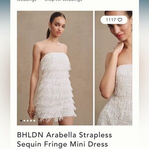 BHLDN Arabella Strapless Sequin Fringe Mini Dress